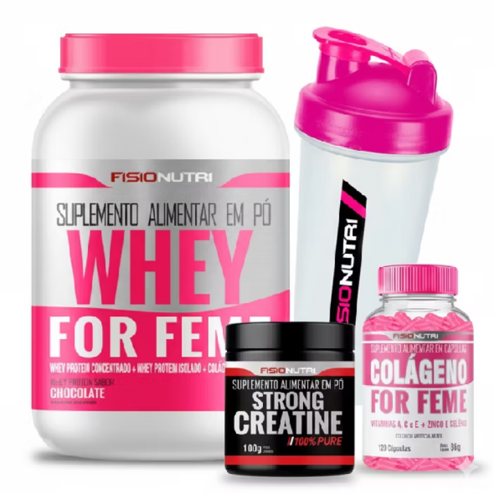 Kit Whey Gourmet Feminino + Colágeno 120 Cápsulas + Creatina 100% Pura 100g + Coqueteleira Fisionutri — foto 10