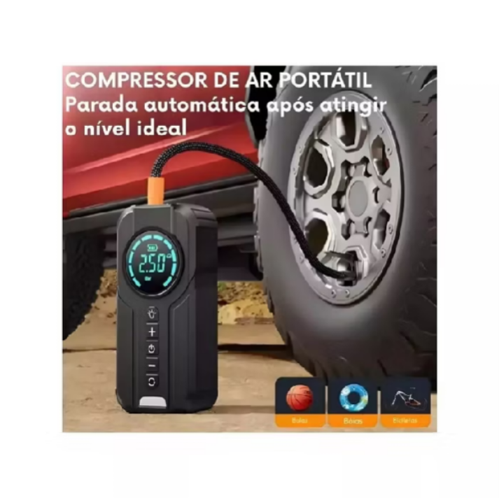 Mini Compressor de Ar Portatil Recarregavél Digital USB Calibrador Pneu Env io Imediato — foto 4